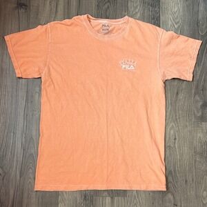 Fila Italia Mens Graphic T-Shirt Peach Orange‎ Sun Faded Cotton Tee Size Medium